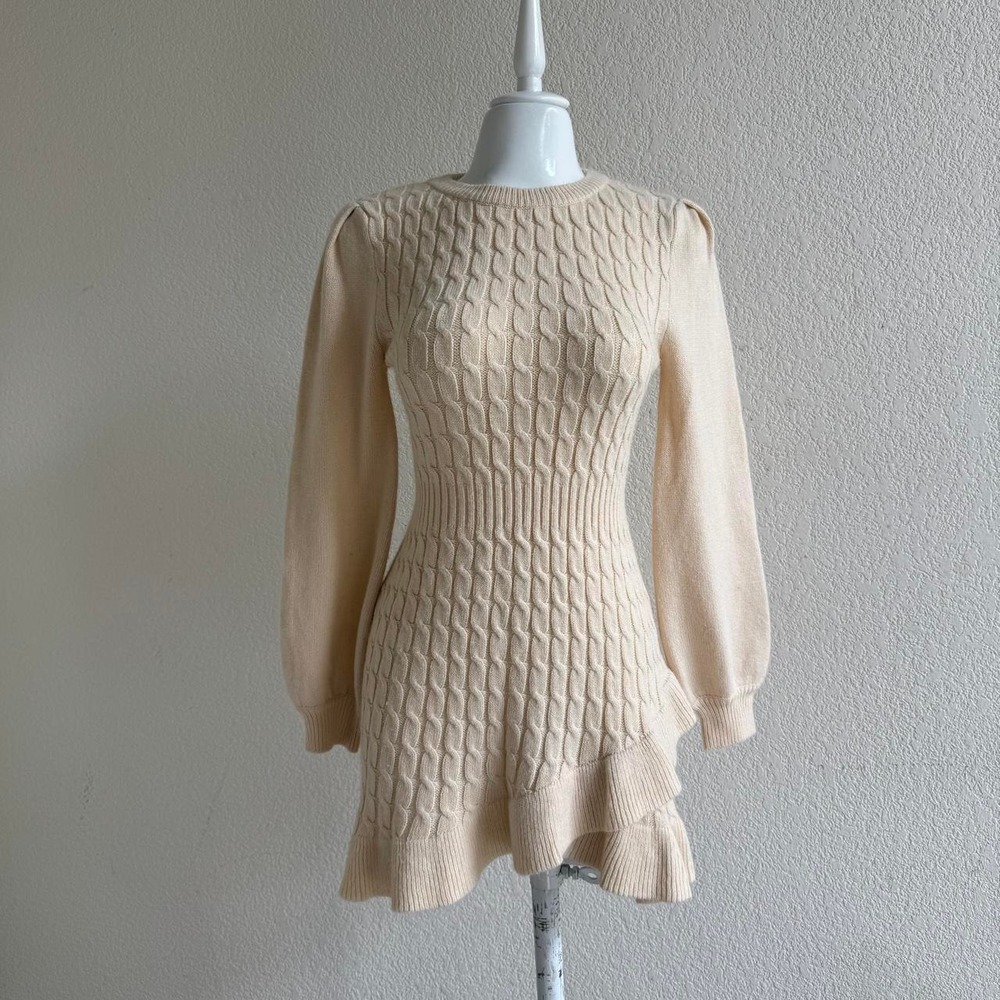 Crystal Doll Cream cable knit sweater dress size M